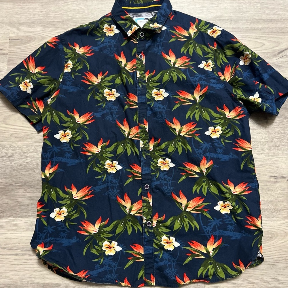 Cactus Man Ricky Singh Blue multi color flower short sleeve men’s button up XL